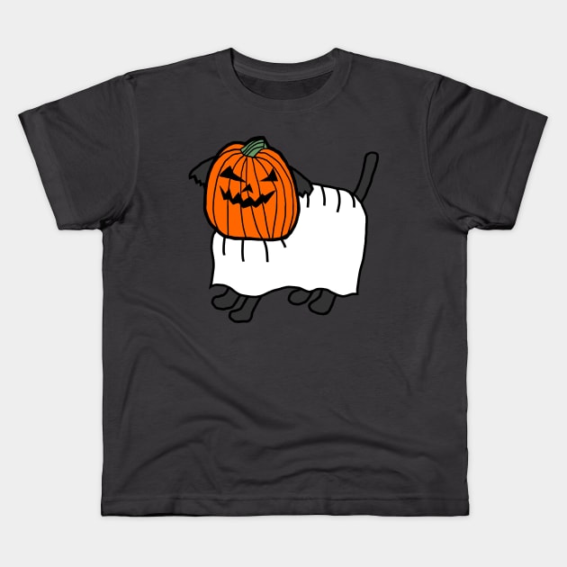 Cute Dog Wearing Halloween Horror Costume Kids T-Shirt by ellenhenryart